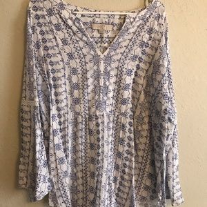 Blue patterned blouse